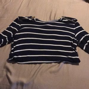 Navy/White striped maternity tee